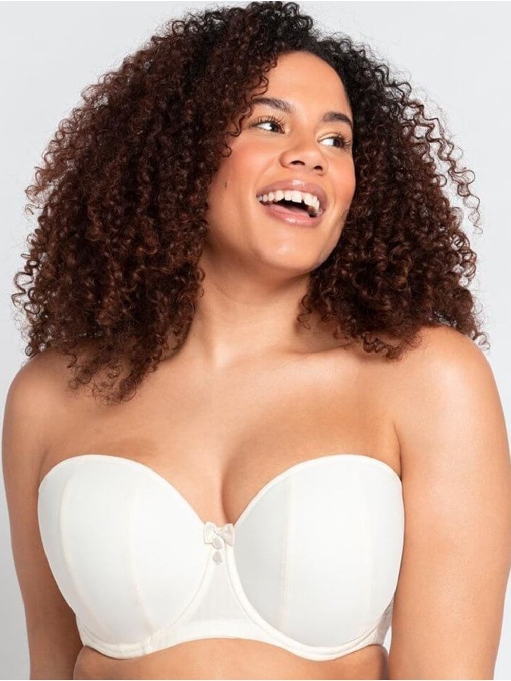 Curvy Kate Luxe Ivory Strapless Bandeau Bra in Ivory NWT 34F